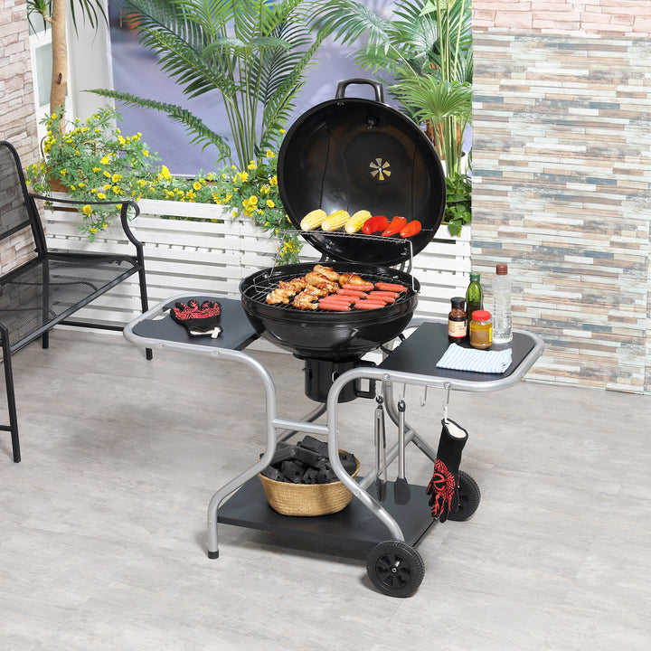 Charcoal Grill Trolley Barbecue Grill W/ Wheels