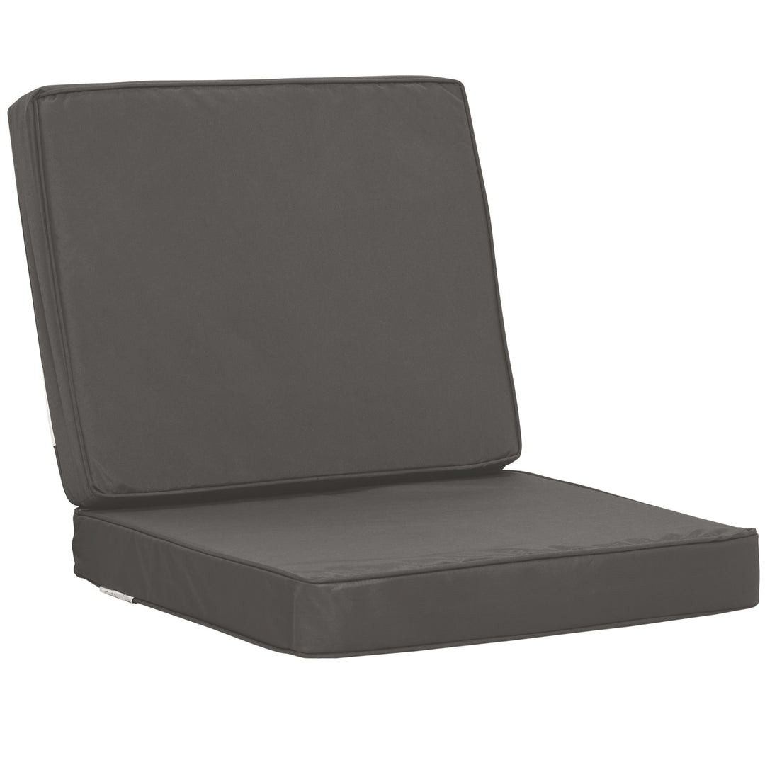 Set of 2 Garden Seat and Back Cushion Set, Seat Cushion and Back Cushion - Dark Grey