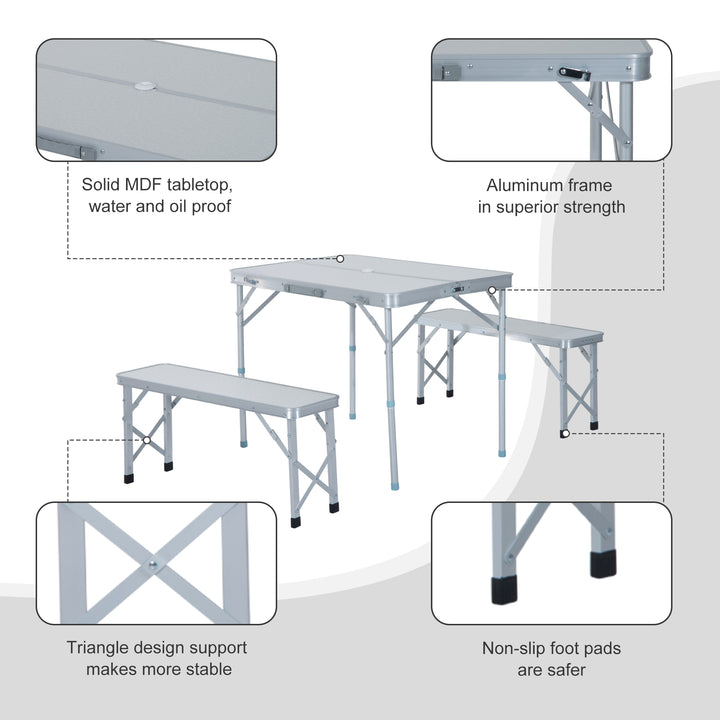 Folding Table Chairs Picnic Portable Camping Dining Garden Patio BBQ Aluminium