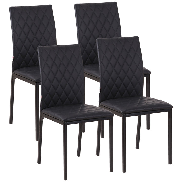 Modern Dining Chairs Upholstered Faux Leather Accent Chairs with Metal Legs for Kitchen, Set of 4, Black