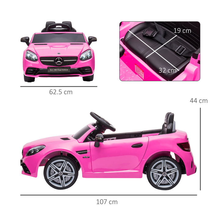 Mercedes Benz SLC 300 Licensed 12V Kids Electric Ride On Car with Parental Remote Two Motor Music Light Suspension Wheel for 3-6 Years Pink