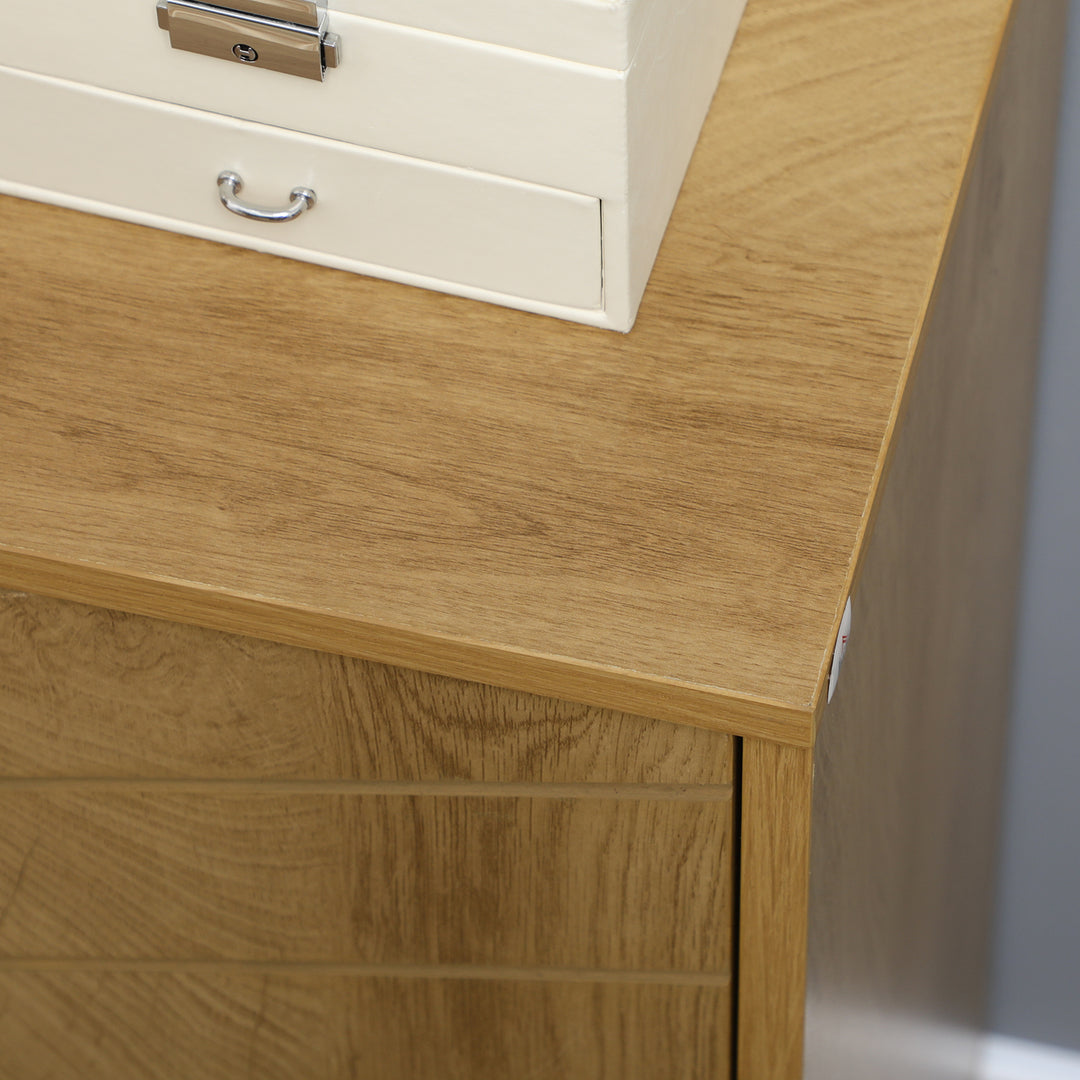 Vintage Storage Cabinet with Double Chevron Doors and Pine Wood Legs, Side Cabinet, Natural Wood Effect