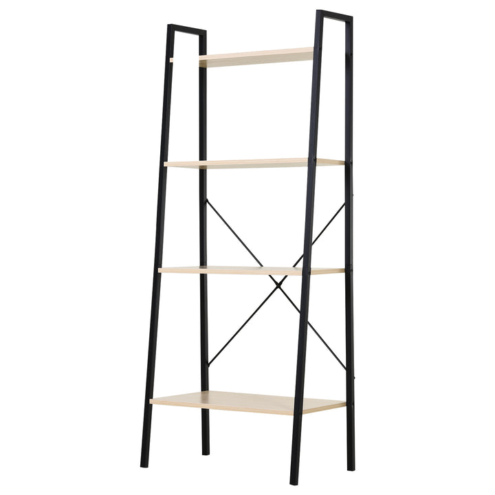4-Tier Vintage Ladder Shelf Bookcase Wood Storage Rack Stand Plants Display Black natural