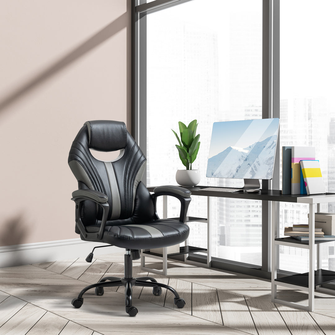 Vinsetto Racing Gaming Chair, Home Office Computer Desk Chair, Faux Leather, Black Grey