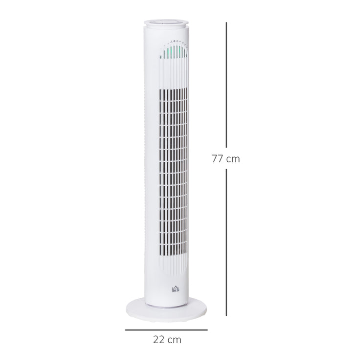 HOMCOM 30'' Freestanding Tower Fan, 3 Speed 3 Mode, 10h Timer, 70 Degree Oscillation, LED Light, 5M Remote Controller, White