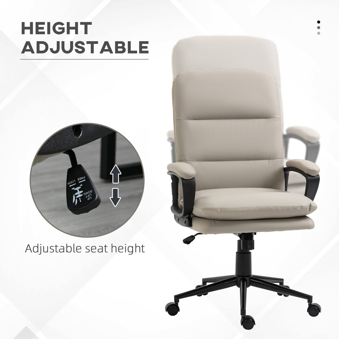 High Back Office Chair, Swivel Wheels, Adjustable Height, Light Grey