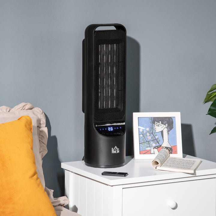 HOMCOM Ceramic Tower, Indoor Space Heater with LED Display, Oscillation, Remote Control, 12H Timer, Tip-Over &amp; Overheating Protection, 1000W/2000W