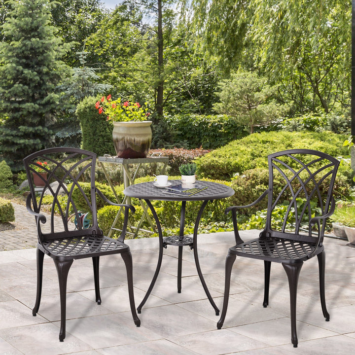 Patio Cast Aluminium 3 PCS Bistro Set Coffee Table & 2 Chairs Set Outdoor Garden Furniture Set