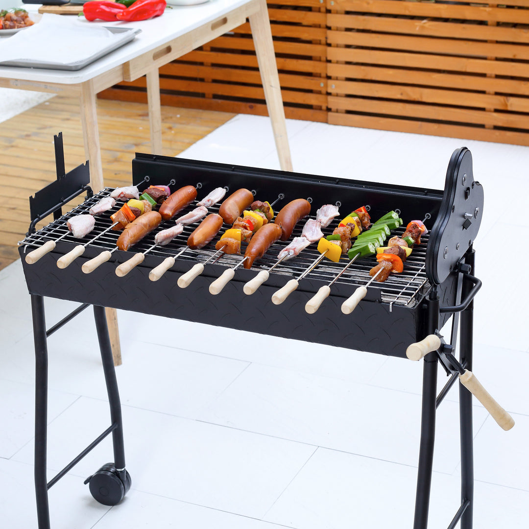 Charcoal Trolley BBQ Garden Outdoor Barbecue Cooking Grill High Temperature Powder Wheel 85x36x90cm New