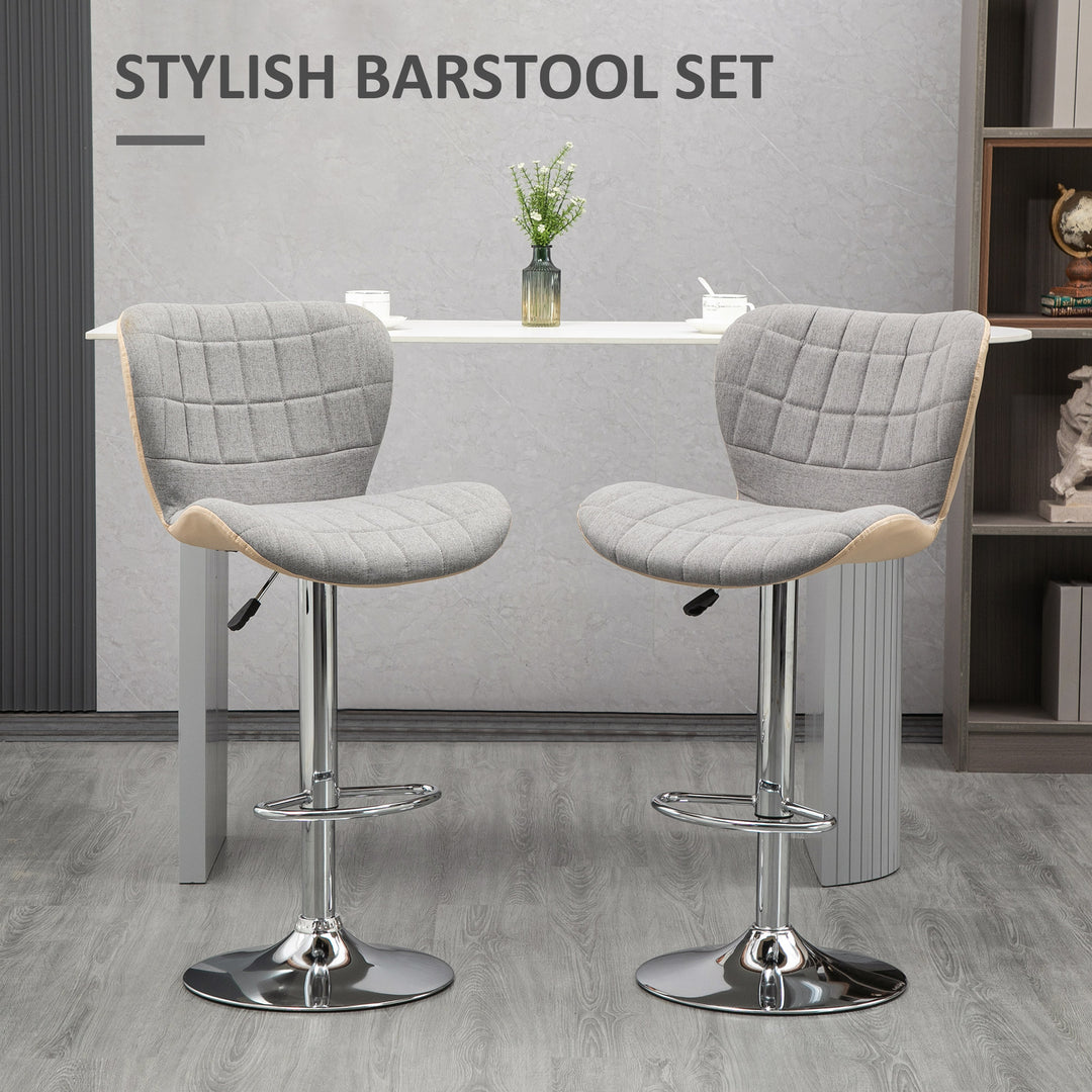 Bar Stools Set of 2, Swivel Adjustable Barstools with Backrest and Footrest, Steel Frame Gas Lift, for Kitchen Counter Bar Dining Room