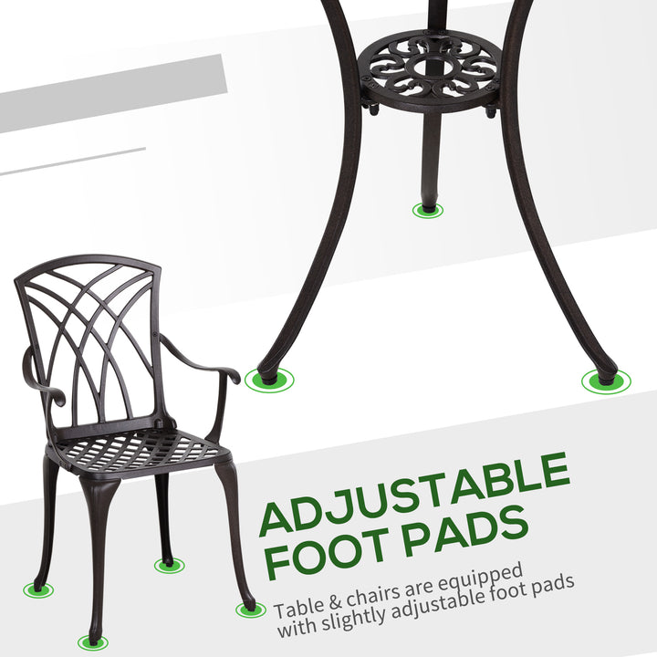 Patio Cast Aluminium 3 PCS Bistro Set Coffee Table & 2 Chairs Set Outdoor Garden Furniture Set