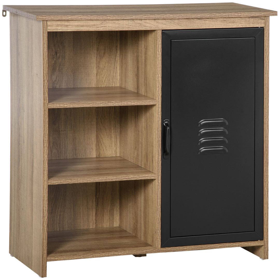 Cupboard Storage Cabinet with 3 Tiers and Steel Door, Home Organizer Sideboard with Adjustable Shelf for Dining Room, Living Room, Kitchen