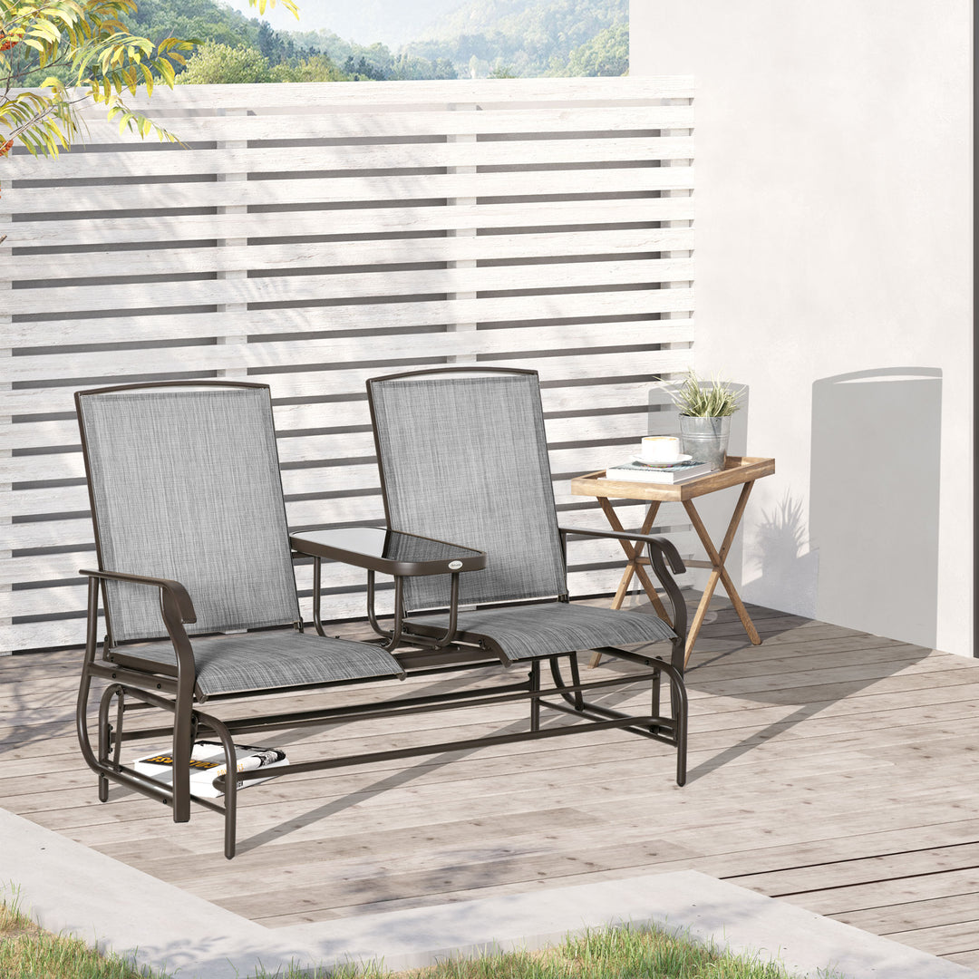 Metal Double Swing Chair Glider Rocking Chair Seat Outdoor Seater Garden Furniture Patio Porch With Table