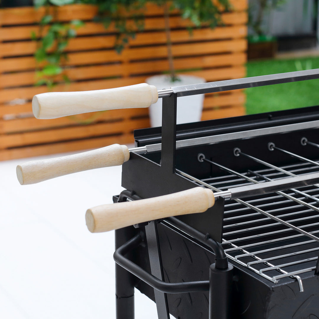 Charcoal Trolley BBQ Garden Outdoor Barbecue Cooking Grill High Temperature Powder Wheel 85x36x90cm New