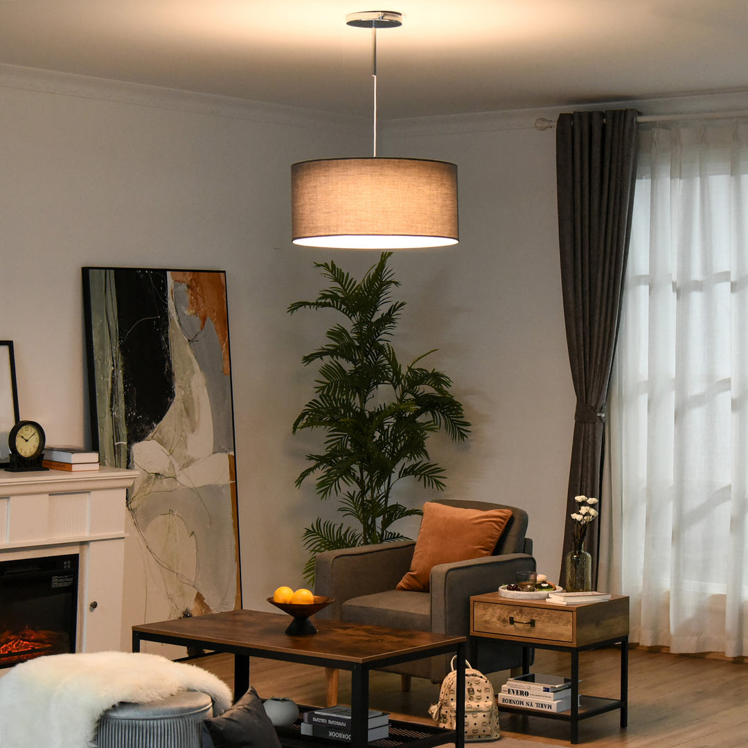 Modern LED Pendant Light Chandelier with Three Lighting Modes Metal Round Base for Living Room, Bedroom, Office, Entrance, Grey, 59 x 59 x 44cm