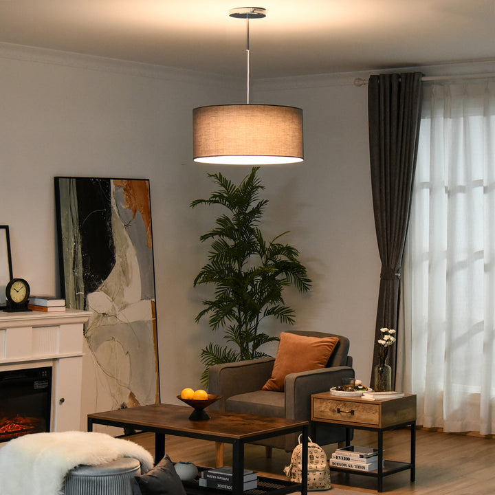 Modern LED Pendant Light Chandelier with Three Lighting Modes Metal Round Base for Living Room, Bedroom, Office, Entrance, Grey, 59 x 59 x 44cm