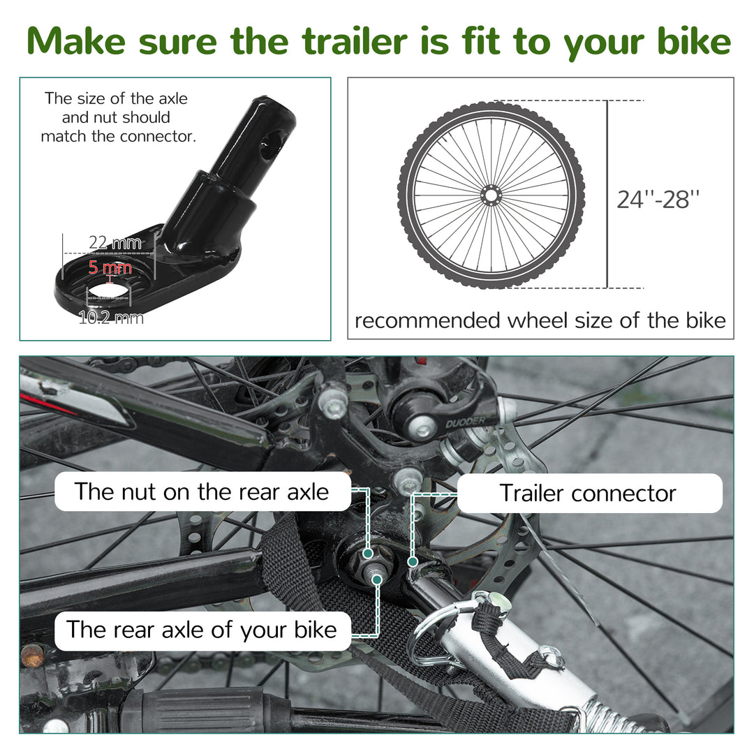 Child Bike Trailer 2 In 1 Baby Stroller 2-Seater Transport Carrier with Hitch Coupler, Brake, 5 Point Harness, Storage Bag, Reflector, Green