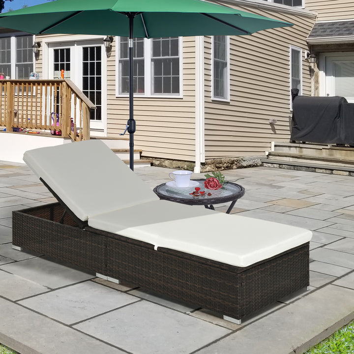 Outsunny Rattan Recliner Lounger Garden Furniture Sun Lounger Recliner Bed Chair Reclining Patio Wicker Brown