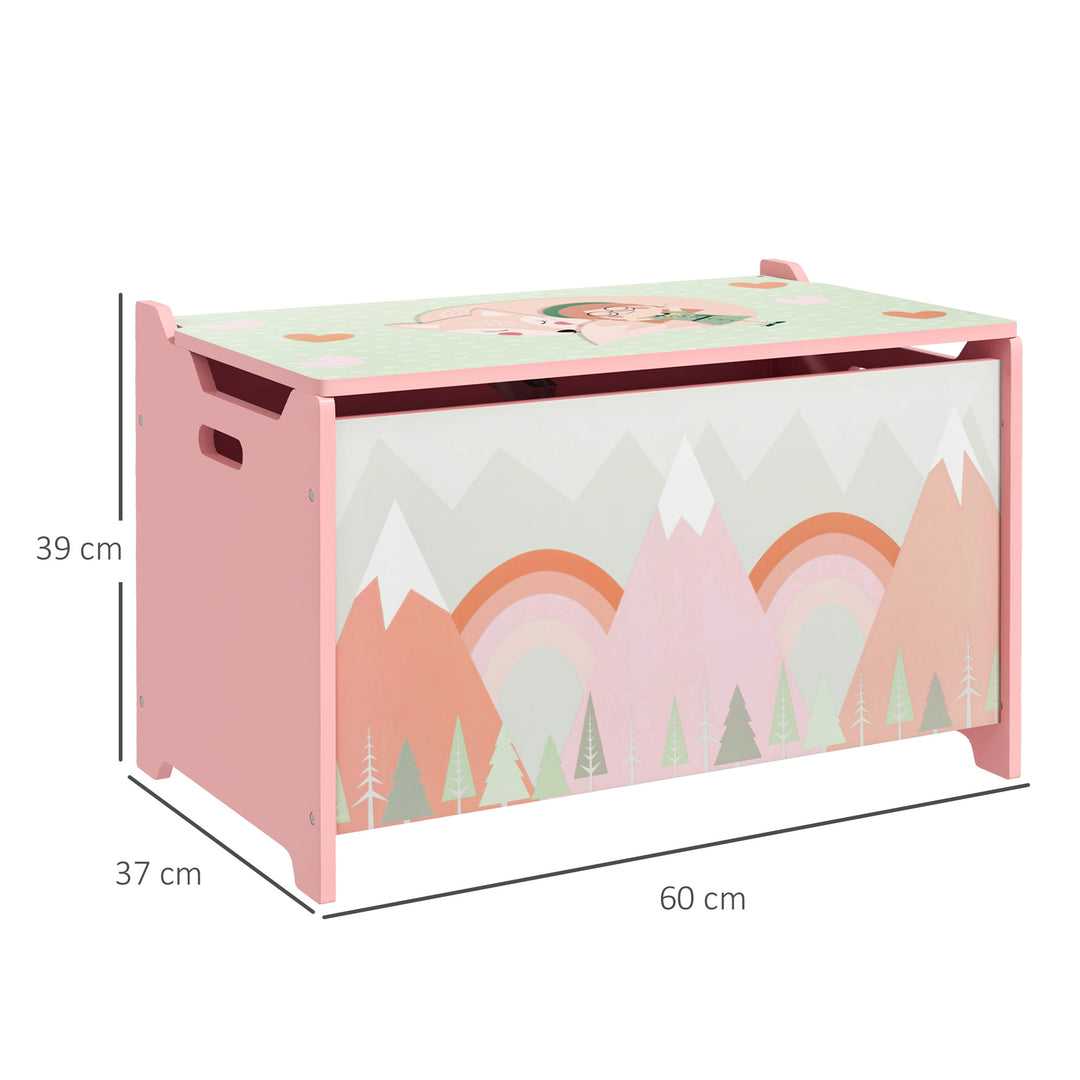 Toy Box for Girls Boys, Kids Toy Chest with Lid Safety Hinge - Pink