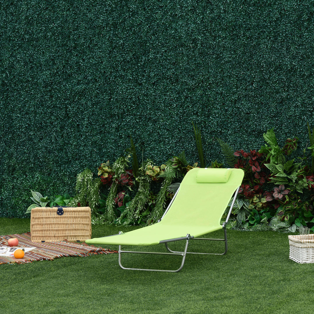 Outsunny Sun Bed Chair Garden Lounger Recliner Adjustable Back Relaxer Chair Furniture Green