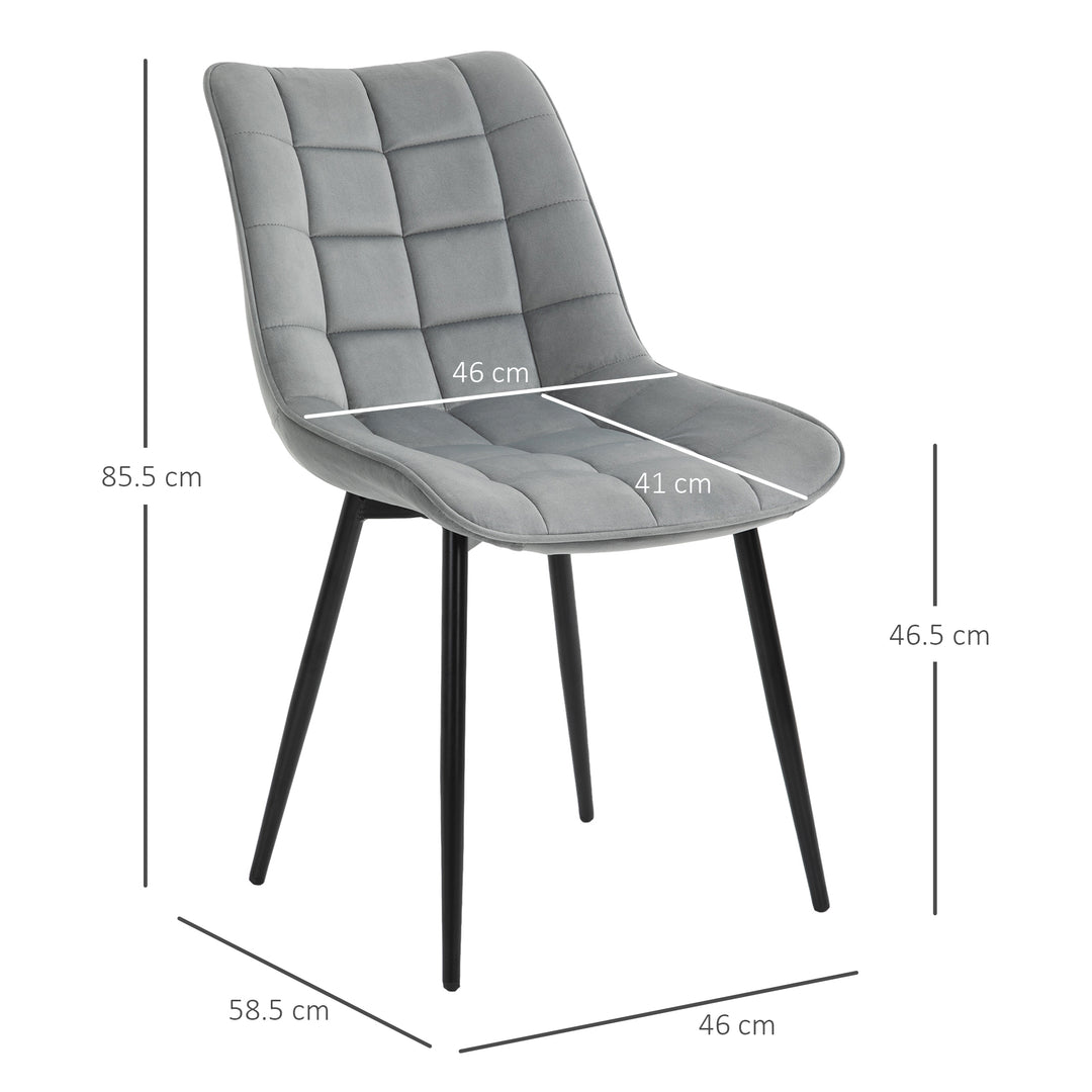 Upholstered Dining Chair Lounge Chair Soft Set of 2 Velvet-Touch Kitchen Reception Living Room Chair with Metal Legs, Grey
