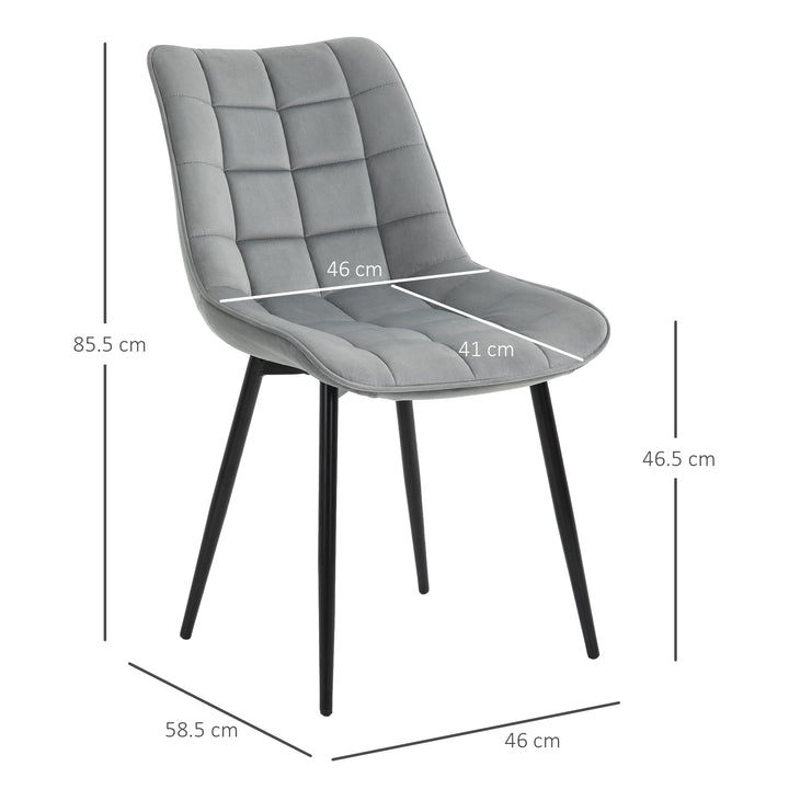 Upholstered Dining Chair Lounge Chair Soft Set of 2 Velvet-Touch Kitchen Reception Living Room Chair with Metal Legs, Grey