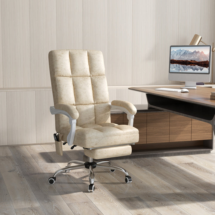 Vinsetto Executive Vibration Massage Office Chair, Microfibre Computer Chair with Armrest, 135° Reclining Back, Beige