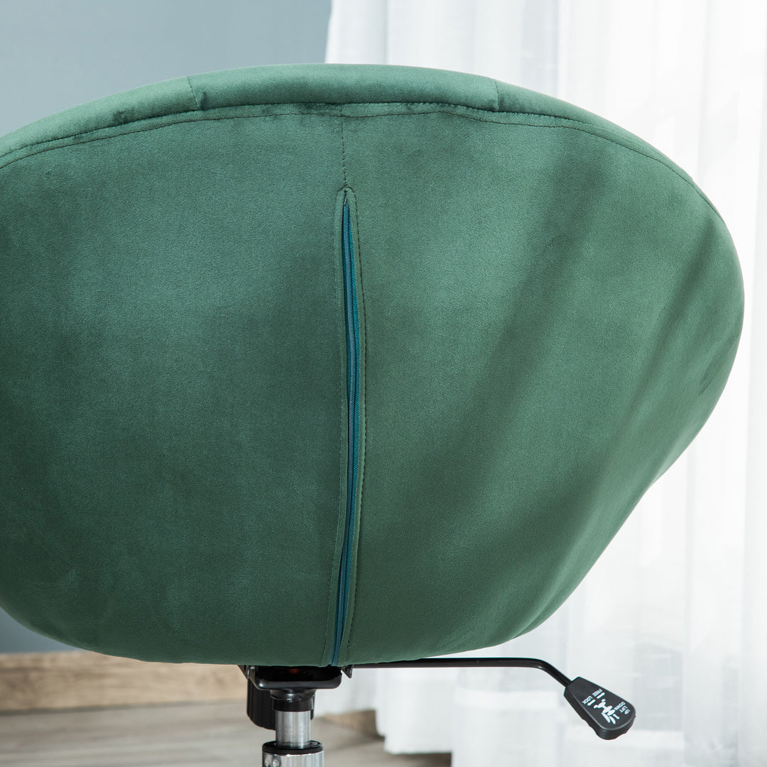 Modern Dining Height Bar Stool Velvet-Touch Tufted Fabric Adjustable Height Armless Tub Chair with Swivel Seat, Green