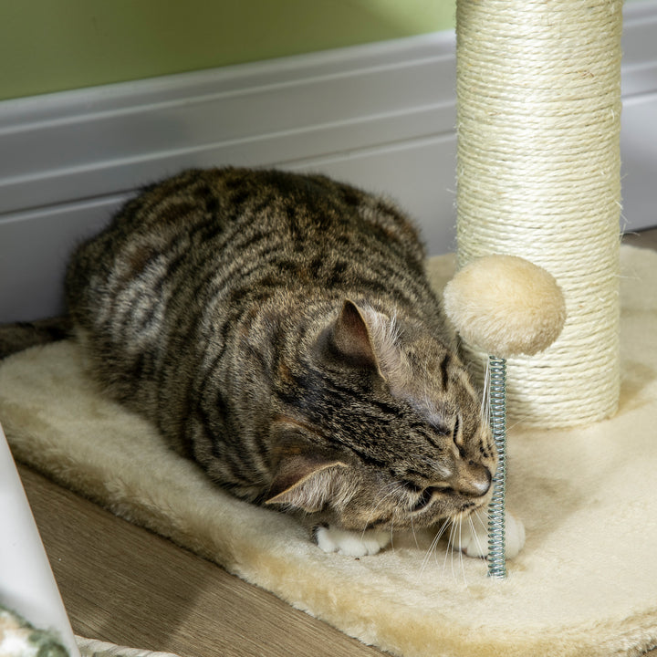 PawHut 51cm Cat Tree, Kitty Activity Center, Cat Climbing Toy, Cat Tower with Cattail Bed Ball Toy Sisal Scratching Post, Beige