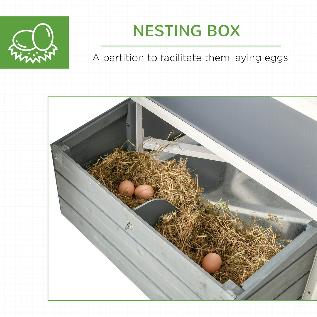 PawHut Deluxe Chicken Coop, Hen House, Wooden Poultry Cage w/ Outdoor Run, Nesting Box, Removable Tray, 162 x 76.5 x 79.5cm