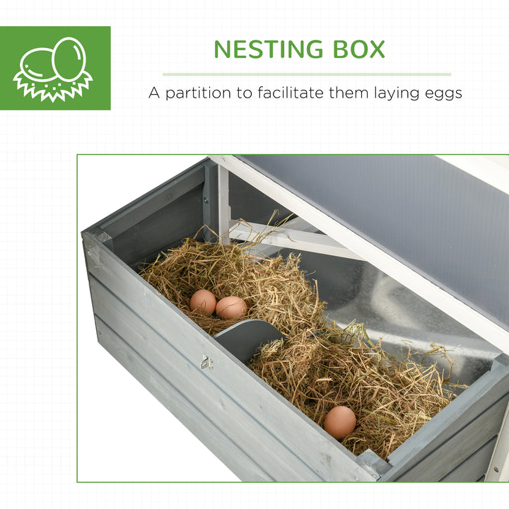 PawHut Deluxe Chicken Coop, Hen House, Wooden Poultry Cage w/ Outdoor Run, Nesting Box, Removable Tray, 162 x 76.5 x 79.5cm