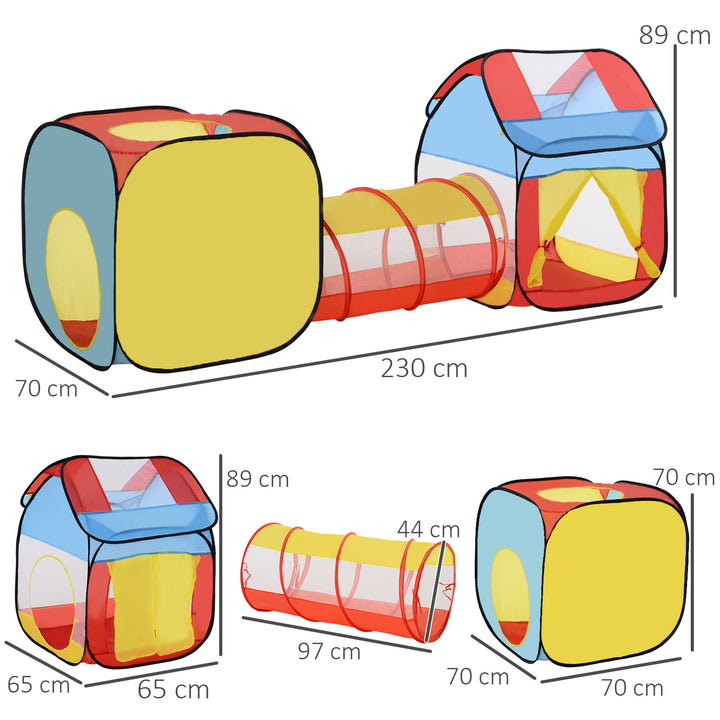 Toddler Polyester 3 in 1 Pop Up House Tent Play Tunnel Multi-Colour