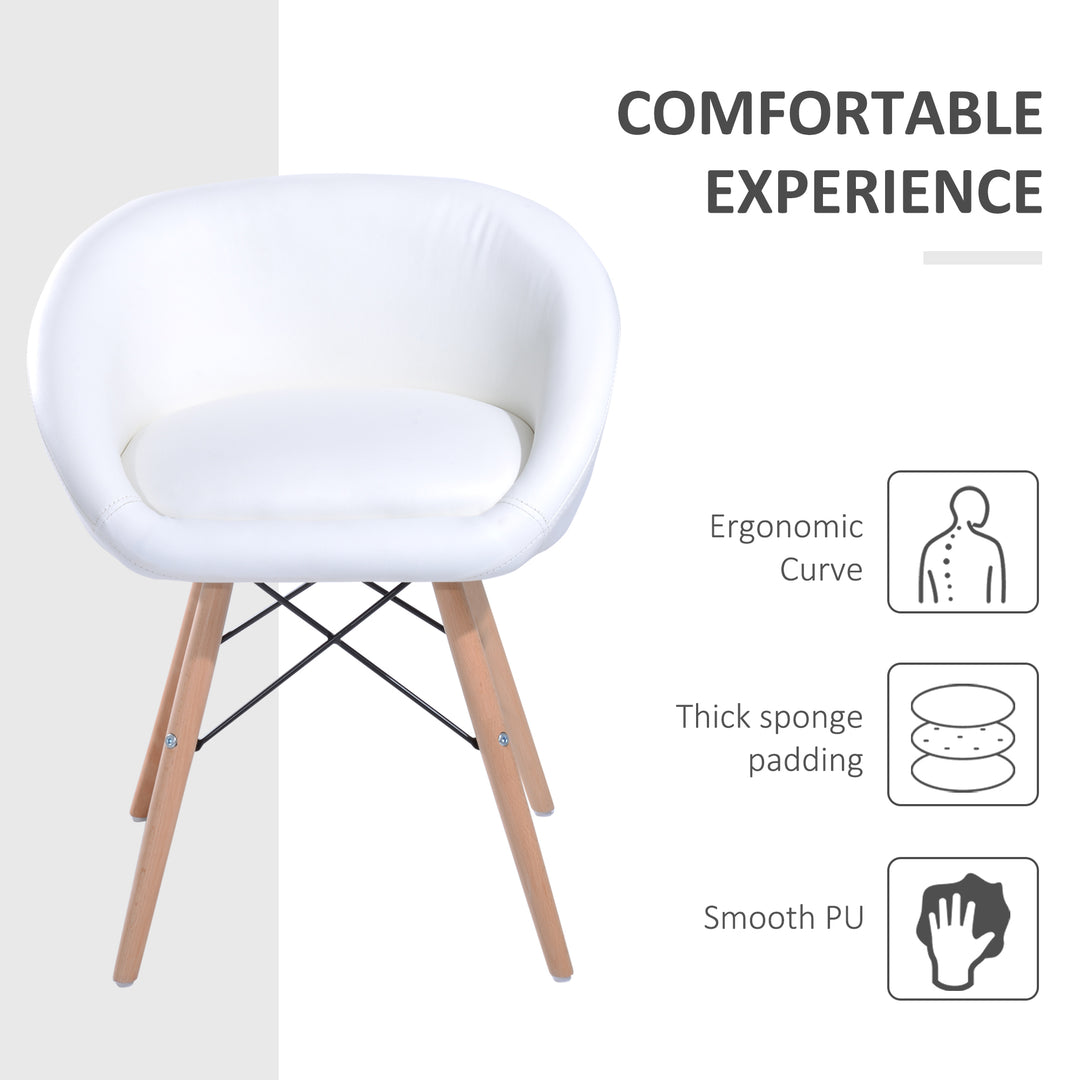 Faux Leather Lounge Chair W/Solid Wooden Legs-White