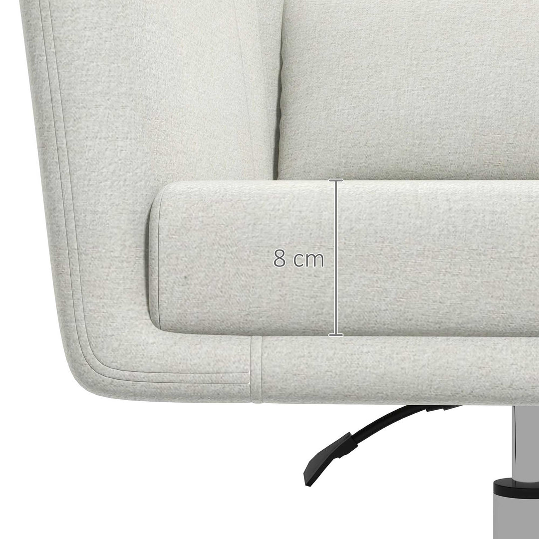 Modern Accent Chair with Swivel Base, Height Adjustable Arm Chair with Pillow for Living Room, Bedroom, Cream White