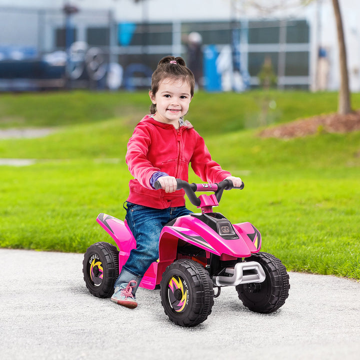 6V Kids Electric Ride on Car ATV Toy Quad Bike Four Big Wheels w/ Forward Reverse Functions Toddlers for 18-36 Months Old Pink