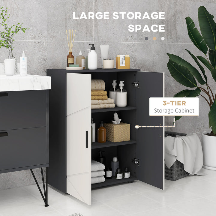 Bathroom Cabinet, Small Bathroom Storage Cabinet with 2-Doors Cupboard, 2 Adjustable Shelves and Soft Close Mechanism, Grey