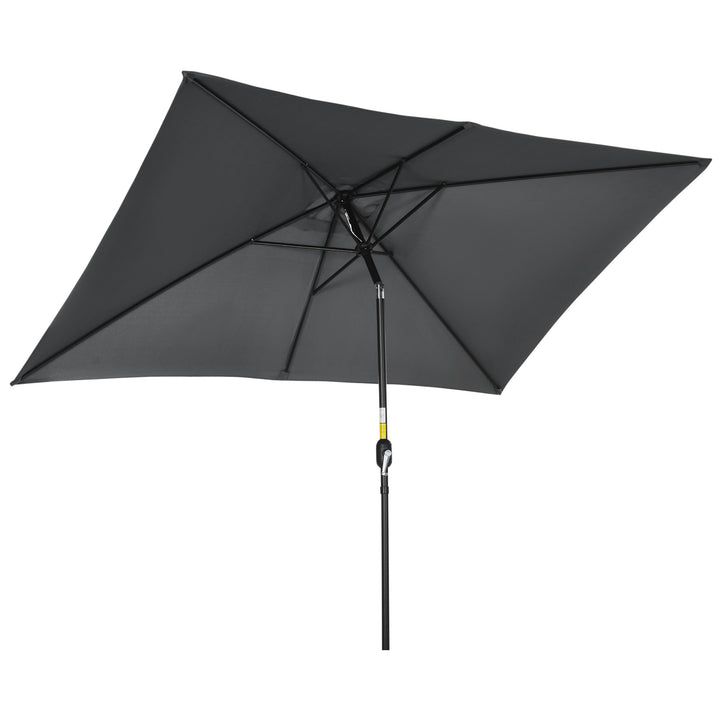 3x2m Patio Parasol Garden Umbrellas Canopy with Aluminum Tilt Crank Rectangular Sun Shade Steel, Black