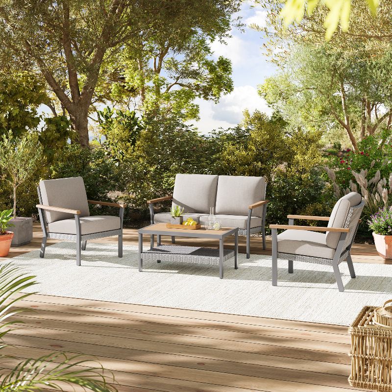 Lounge Chair with Faux Wood Armrests