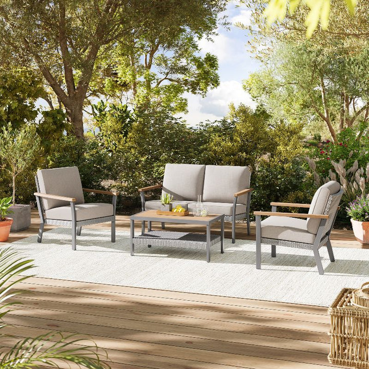 Lounge Chair with Faux Wood Armrests