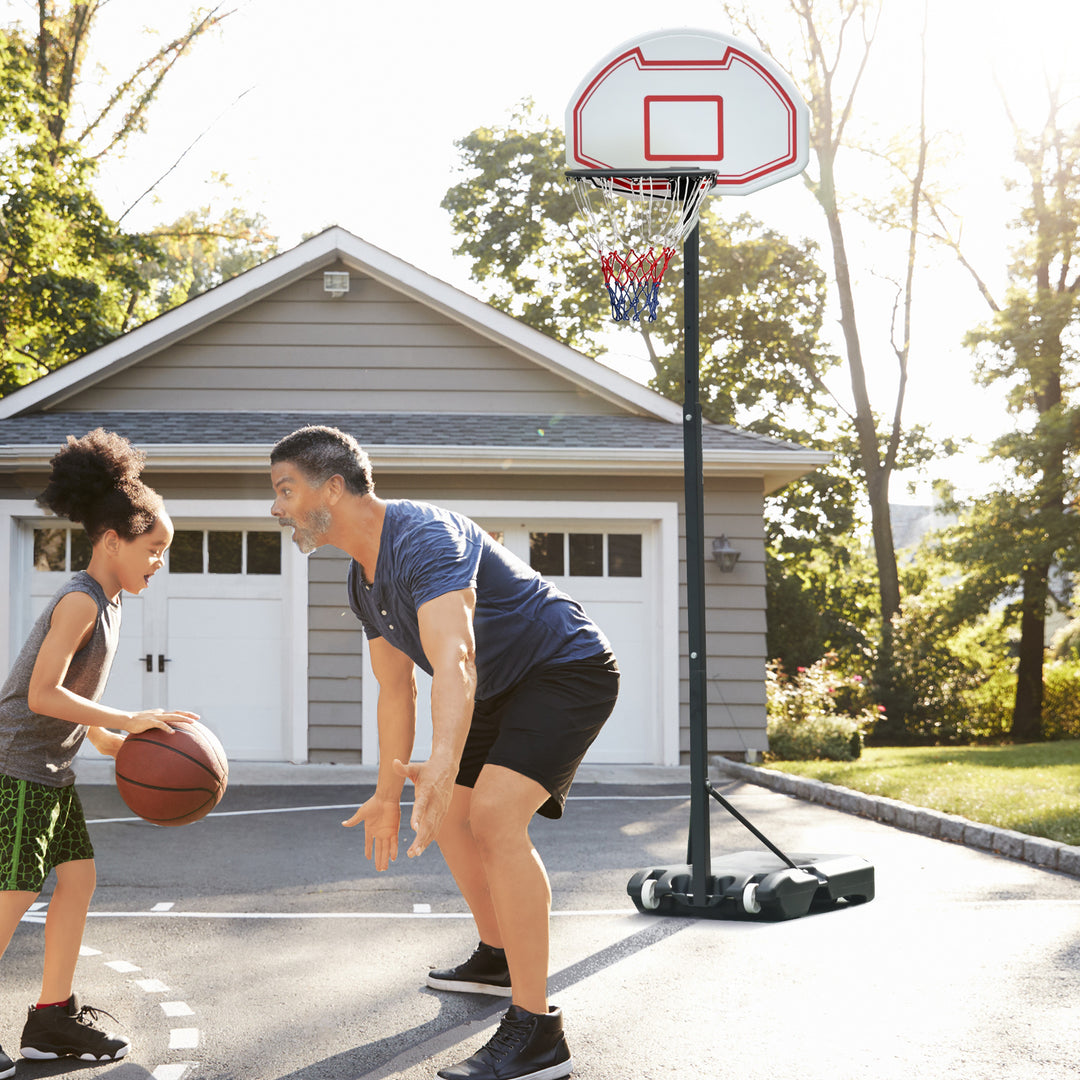 Portable Basketball Stand Net Hoop W/ Wheels-Black/White