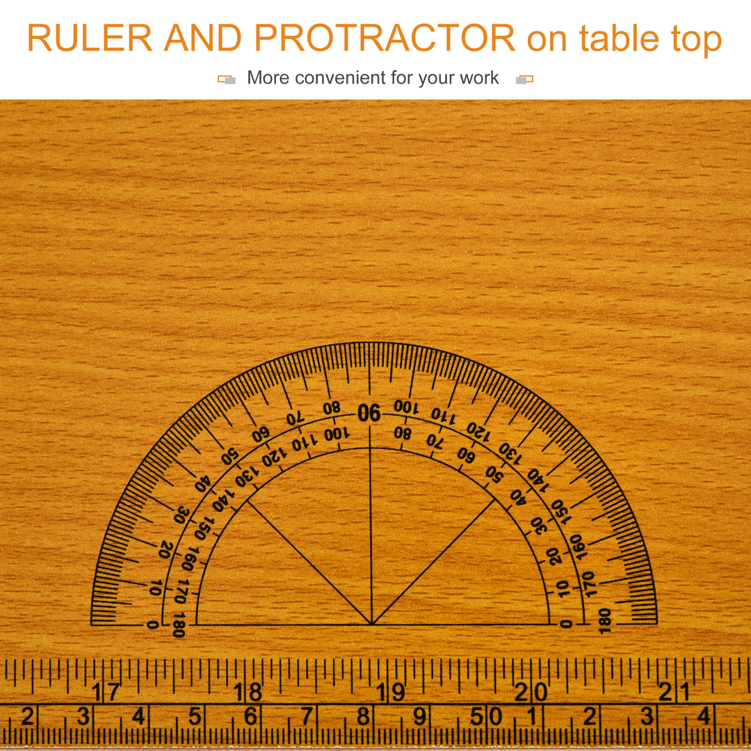 Foldable Garage Work Bench, Craft Table MDF Workstation, Heavy-duty Steel Frame with Ruler, Protractor