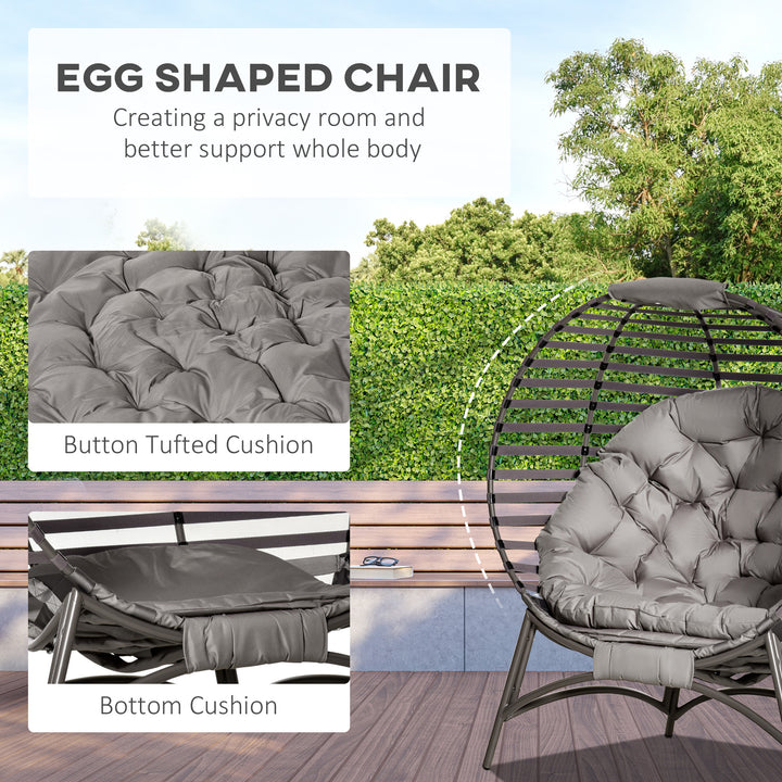 2 Seater Egg Chair with Soft Cushion, Steel Frame and Side Pocket, Garden Patio Basket Chair for Indoor, Outdoor, Brown