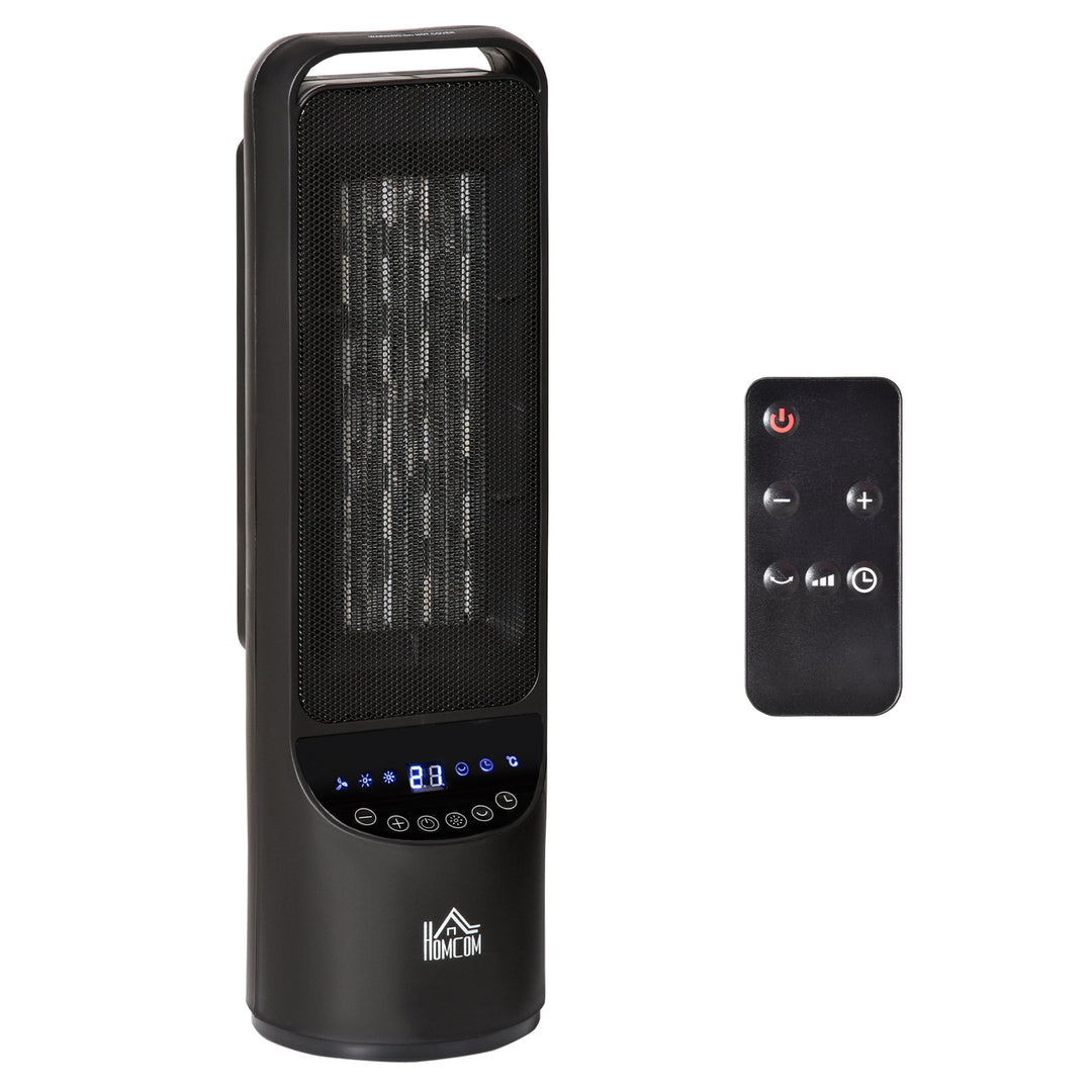 HOMCOM Ceramic Tower, Indoor Space Heater with LED Display, Oscillation, Remote Control, 12H Timer, Tip-Over &amp; Overheating Protection, 1000W/2000W