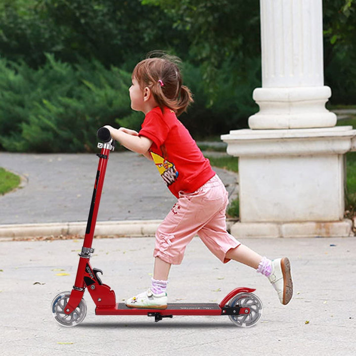 Kids Aluminum Folding Stunt Scooter with LED Wheels-Red