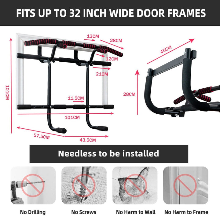 Doorway Pull up Bar Strength Training with Power Ropes and Foam Padded Handles