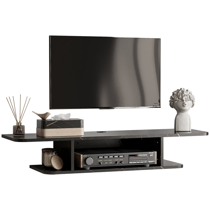 Floating TV Unit Stand for TVs up to 40", Wall Mounted Media Console with Storage Shelf, Entertainment Center, Black