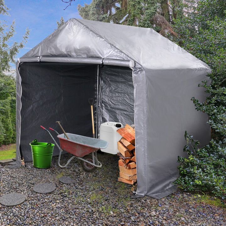 Outsunny 2 x 2m Garden Garage Storage Tent Galvanized Steel Outdoor Carport Gazebo Waterproof UV-Resistant - Grey