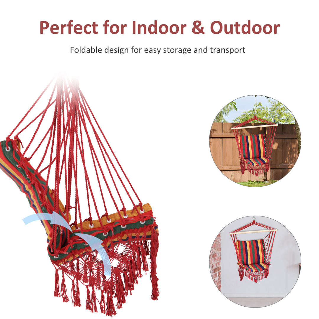 Hammock Chair Swing Colourful Striped Tree Hanging Seat Porch Indoor Outdoor Fabric Garden Furniture