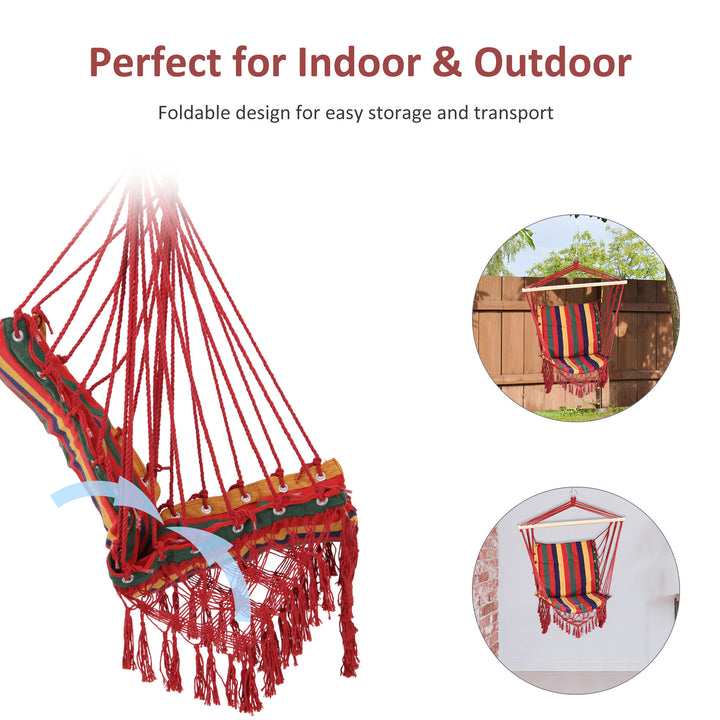 Hammock Chair Swing Colourful Striped Tree Hanging Seat Porch Indoor Outdoor Fabric Garden Furniture