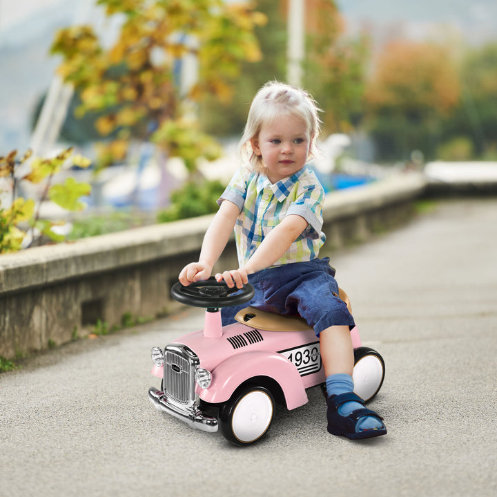 Foot To Floor Slider for Toddlers with Under Seat Storage Ride on Sliding Car with Horn Aged 12-36 Months Pink